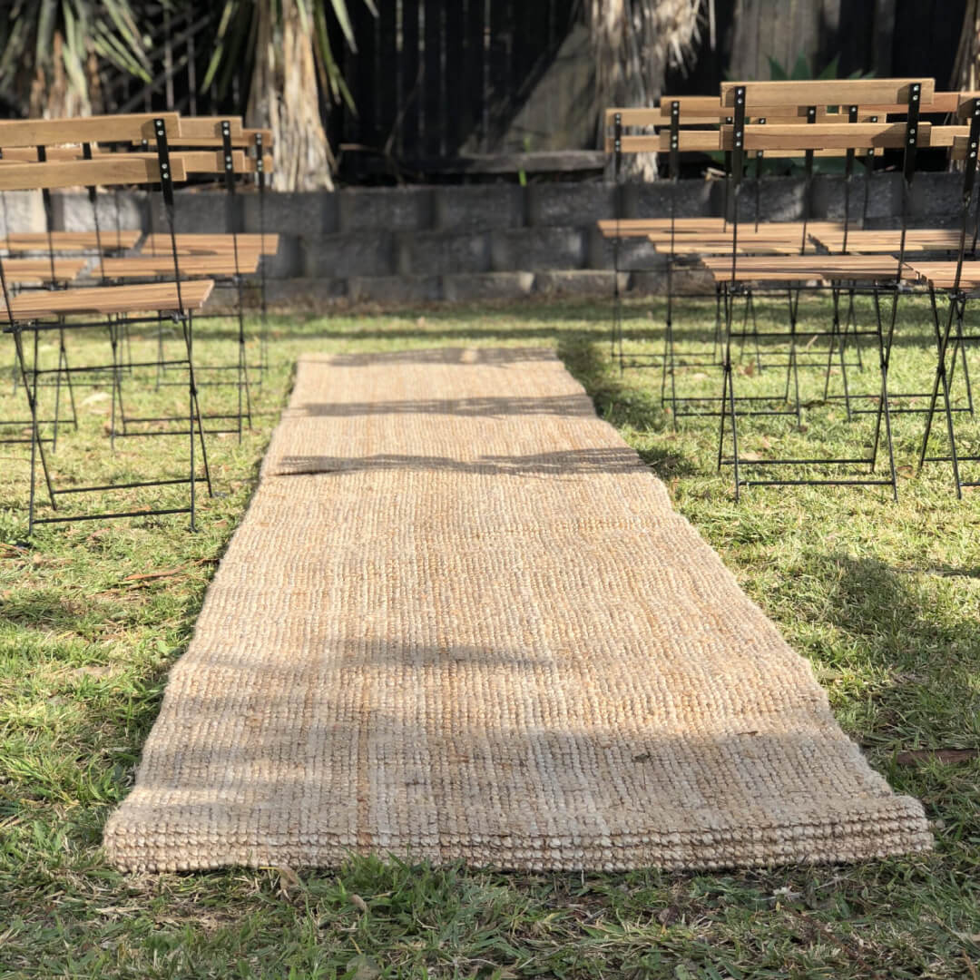 Burlap aisle runner