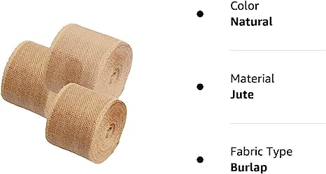 Burlap Ribbon 2" x 15 Yards Natural Jute 2 Inch 5yards 3 Rolls, (Natural, X 15yards)