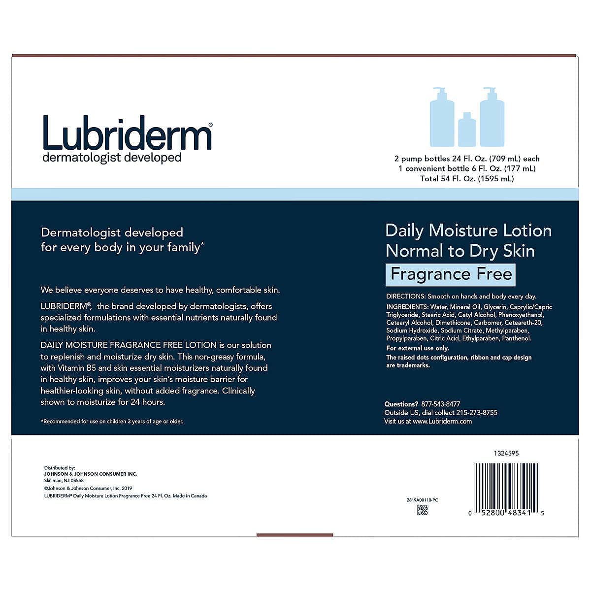 Lubriderm Daily Moisture Lotion Fragrance Free 3-pack