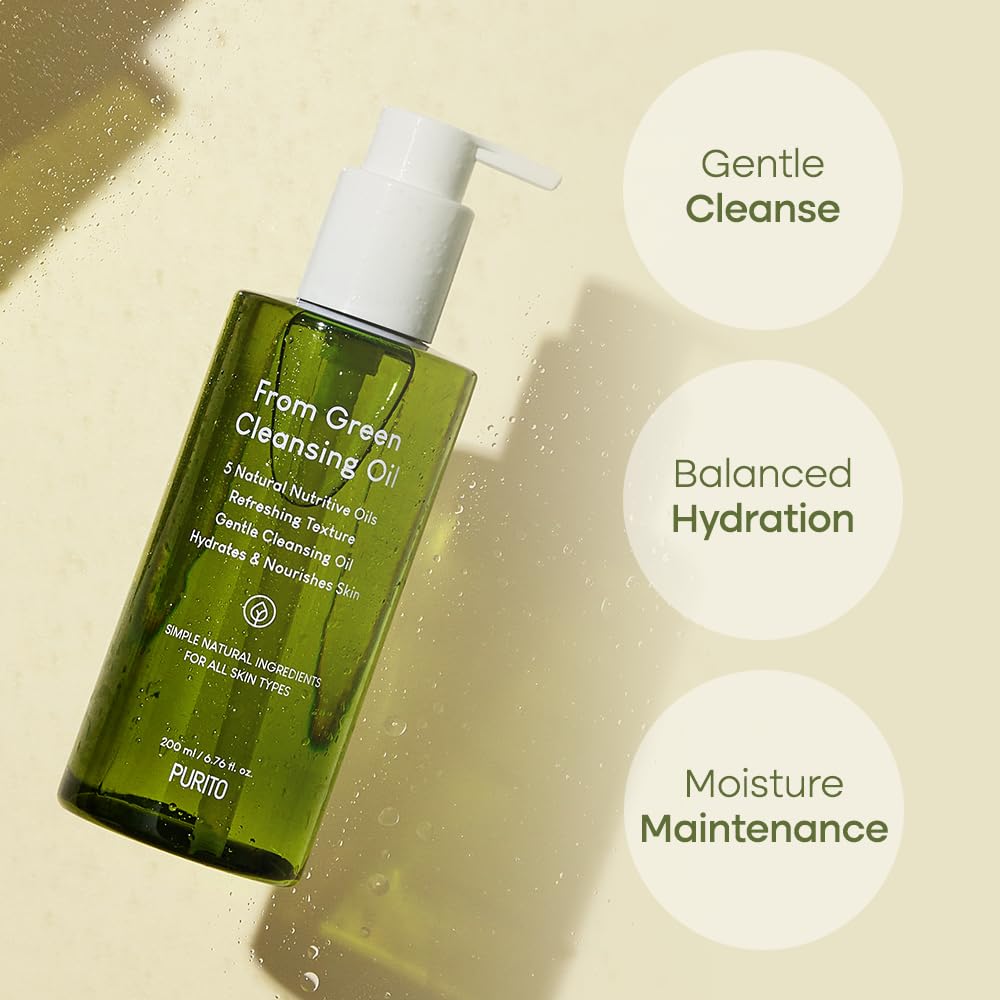PURITO From Green Cleansing Oil 6.76 fl.oz / 200ml Gentle Facial Cleanser, Cruelty-free & Vegan, Nature-derived Oils (Renewal)