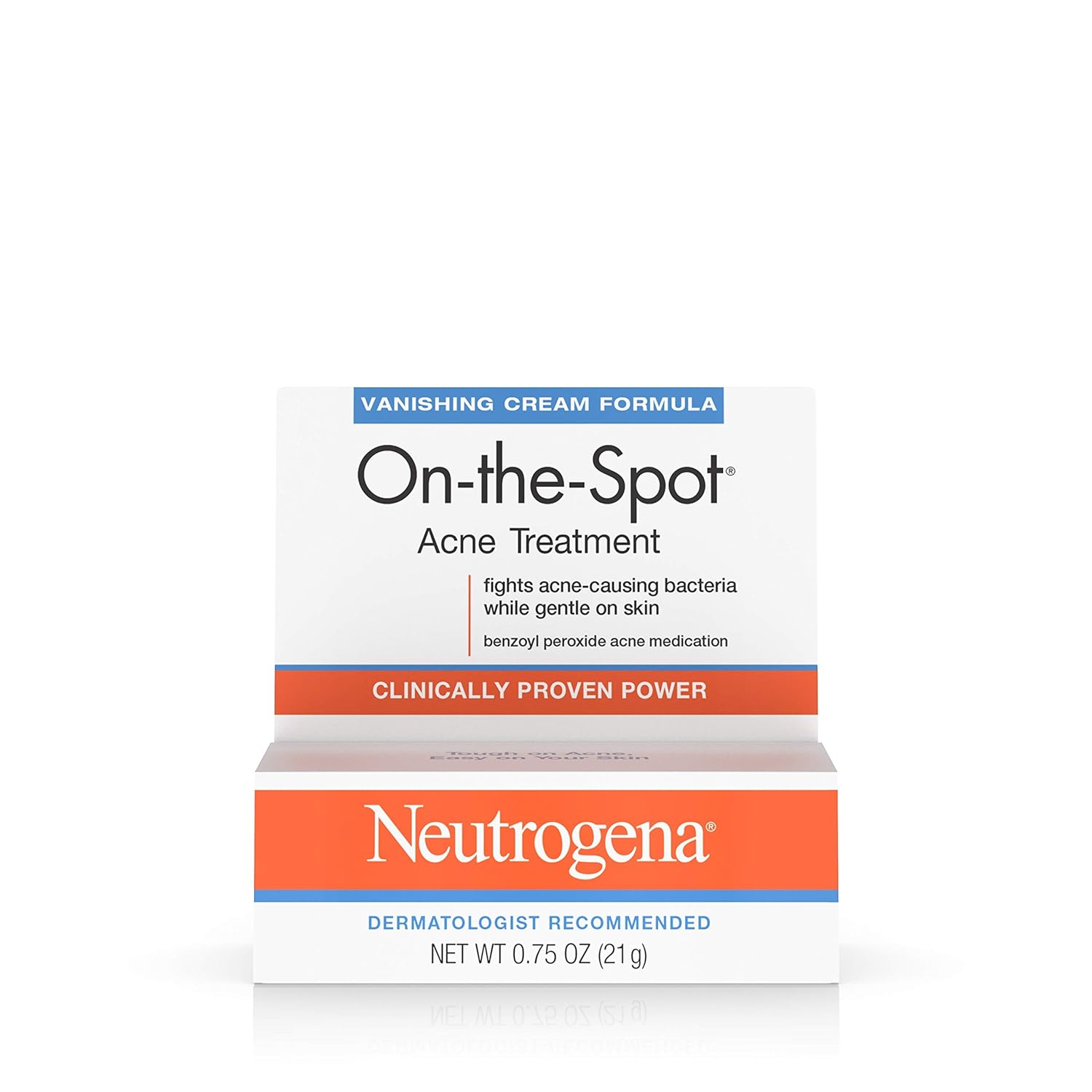 Neutrogena On-The-Spot Acne Spot Treatment with 2.5% Benzoyl Peroxide Acne Treatment Medication to Treat Face Acne, Gentle Benzoyl Peroxide Pimple Cream for Acne Prone Skin Care.75 oz