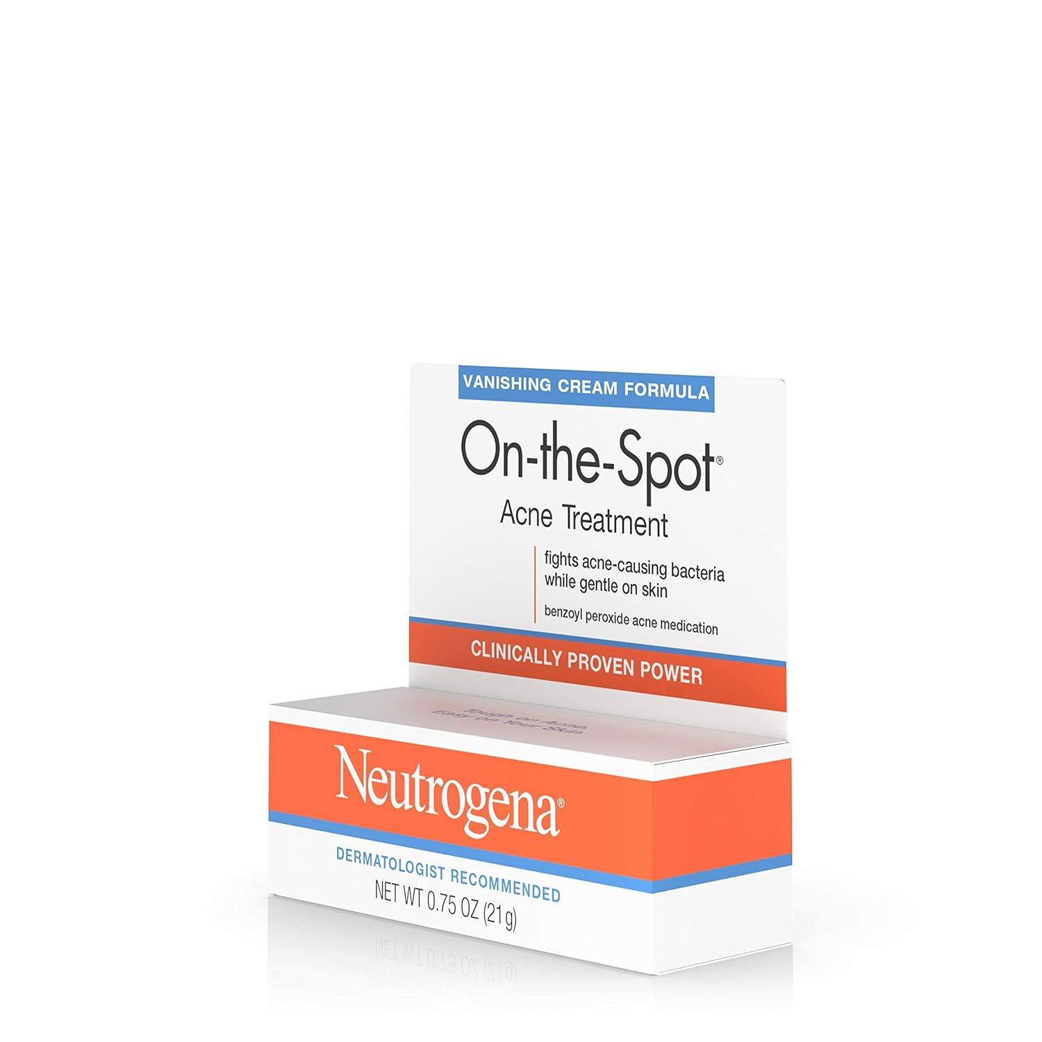 Neutrogena On-The-Spot Acne Spot Treatment with 2.5% Benzoyl Peroxide Acne Treatment Medication to Treat Face Acne, Gentle Benzoyl Peroxide Pimple Cream for Acne Prone Skin Care.75 oz