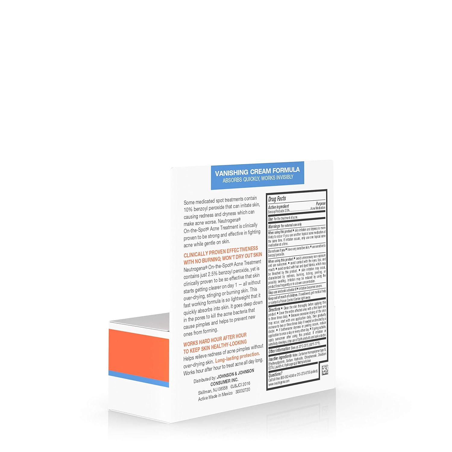 Neutrogena On-The-Spot Acne Spot Treatment with 2.5% Benzoyl Peroxide Acne Treatment Medication to Treat Face Acne, Gentle Benzoyl Peroxide Pimple Cream for Acne Prone Skin Care.75 oz