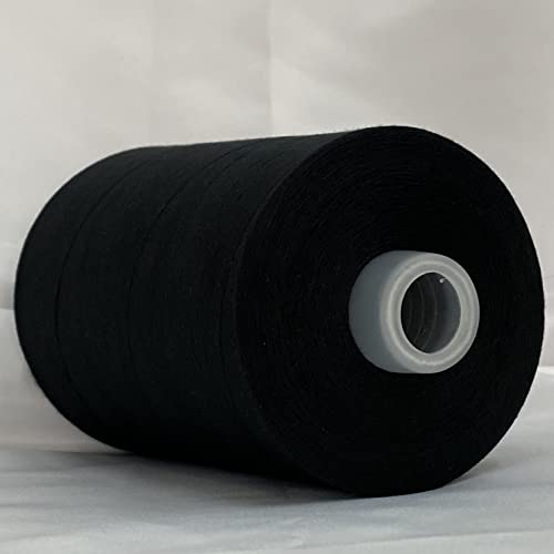 Jutemill Black Textured Polyester Sewing Thread for Serger Overlock Machine All Purpose Jumbo Spool 25600 Yards