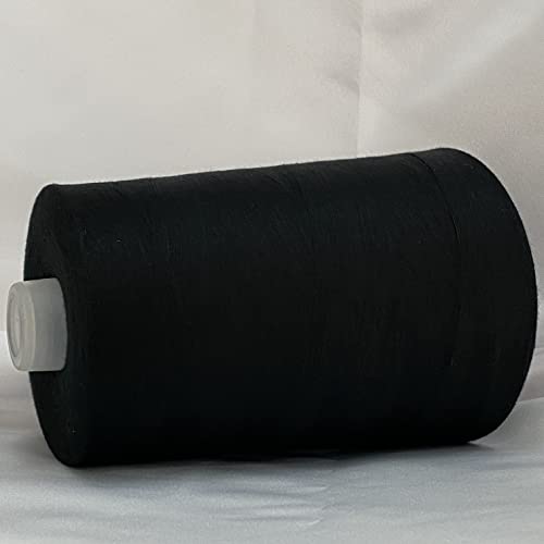 Jutemill Black Textured Polyester Sewing Thread for Serger Overlock Machine All Purpose Jumbo Spool 25600 Yards