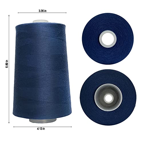Jutemill Blue Textured Polyester Thread for Serger/Overlock Machine (60/2 - 0.1mm) Jumbo Spool