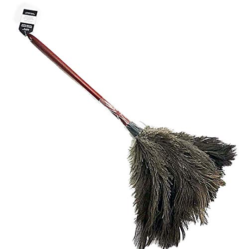 AAYU Premium Professional Feather Duster | Natural Household Duster for Feather Moping | Cleaning Accessories | Eco-Friendly Genuine Ostrich Feather with Wooden Handle | Reusable (Black)