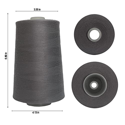 Jutemill Polyester Sewing Embroidery Thread Jumbo Spool Single Needle Threads for Sewing Embroidery Machine Thread Cone (25600 Yard - Gray)