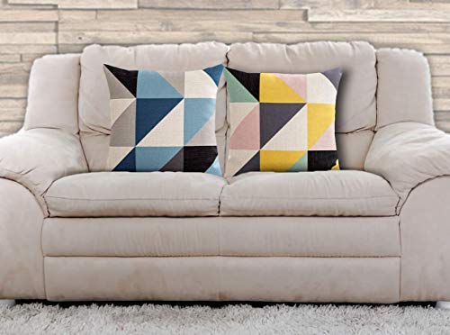 AAYU Geometric Pattern Decorative Throw Pillow Covers 18 x 18 Inch Set of 2 Linen Cushion Covers for Couch Sofa Bed Home Decor
