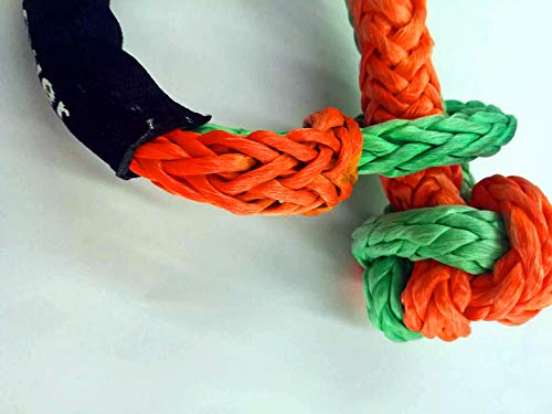 Jutemill Recovery Soft Shackle 7/16" by AAYU | 6" Loop Breaking Strength 34000 LBS| Apt for Heaving Handling: Recovery, ATV/UTV, Marine Craft,Off Road 4X4 Green & Orange, Winch Bumper Shackle ATV