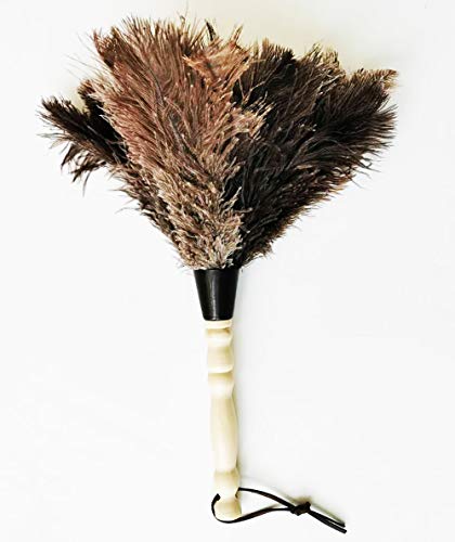 AAYU Premium Ostrich Feather Duster 40 cm | Natural Duster for Feather Moping and Cleaning Eco-Friendly, Genuine Ostrich with Wooden Handle Easy to Clean Reuse