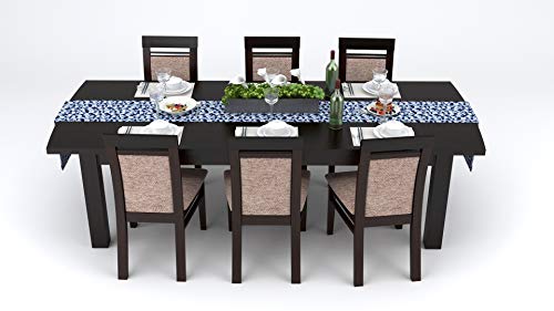 AAYU Geometric Pattern Table Runner 16 x 72 Inch Blue and White Imitation Linen Runner for Everyday Birthday Baby Shower Party Banquet Decorations Table Settings