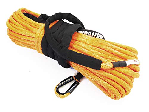 Jutemill Synthetic Orange Winch Rope 3/8 inch 100ft, 19500lbs Strength | Nylon-Cable for ATV UTV, Truck Tow, Boat Ropes for Docking |Ramsey Sy (3/8" x 100ft, Orange)