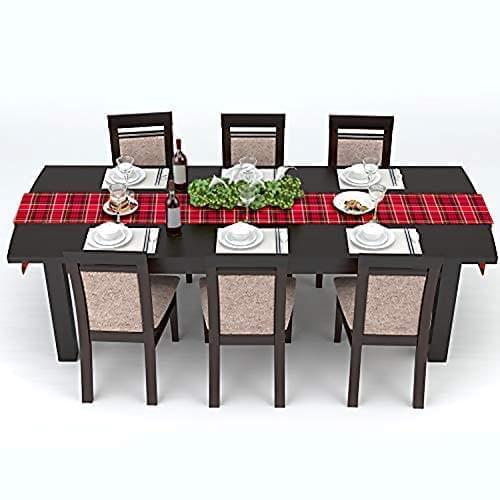 AAYU Premium Tartan Check Table Runner (Red, White, and Black) | 14 x 108" Plaid for Family Dinner or Gatherings, Indoor/Outdoor Use, Daily Use| Yarn Dyed High GSM Fabric