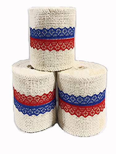 Burlap Ribbon with Bi-Color Lace
