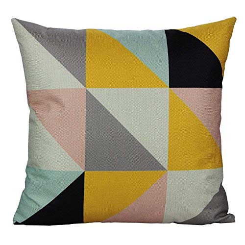 AAYU Geometric Pattern Decorative Throw Pillow Covers 18 x 18 Inch Set of 2 Linen Cushion Covers for Couch Sofa Bed Home Decor