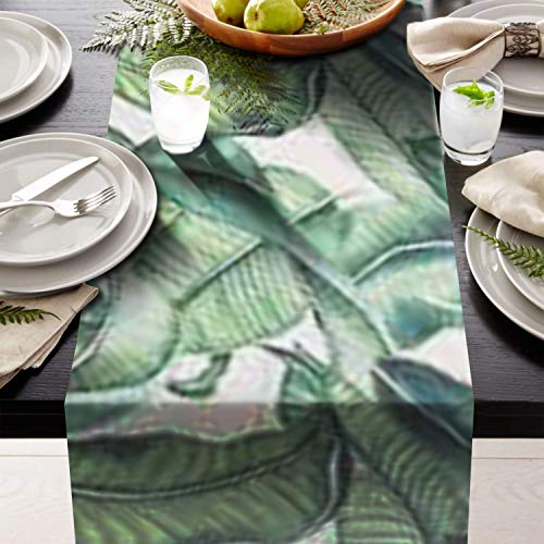 AAYU Leaf Imitation Linen Table Runner 14 x 108 Inch Wedding Birthday Baby Shower Party Banquet Decorations Table Settings