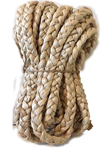 AAYU Hand Made Jute Braid Rope |3 Strand | 1/2" x 30 feet per Hank (Natural) Indian Jute, Jute Fiber, Jute Yarn Braided with Natural Fiber - Braided Jute, Natural Jute
