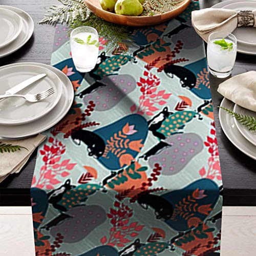 AAYU Imitation Linen Table Runner 14 x 108 Inch Everyday Birthday Baby Shower Party Banquet Decorations Table Settings