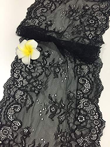 Black Floral lace 7.5 Inch X 5 Yards