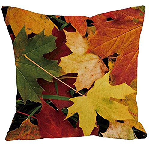 AAYU Leaf Print Decorative Throw Pillow Covers 20 Inch Square, Set of 2 Linen Cushion Case for Couch Sofa Bed Home Decor