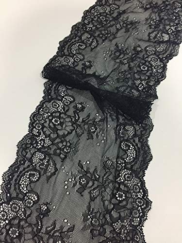 Black Floral lace 7.5 Inch X 5 Yards