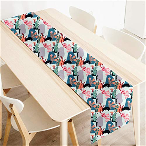 AAYU Imitation Linen Table Runner 14 x 108 Inch Everyday Birthday Baby Shower Party Banquet Decorations Table Settings