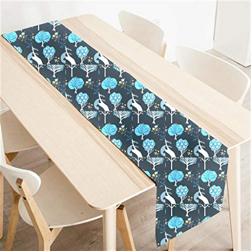 AAYU Navy Blue Imitation Linen Table Runner 14 x 108 Inch Everyday Birthday Baby Shower Party Banquet Decorations Table Settings