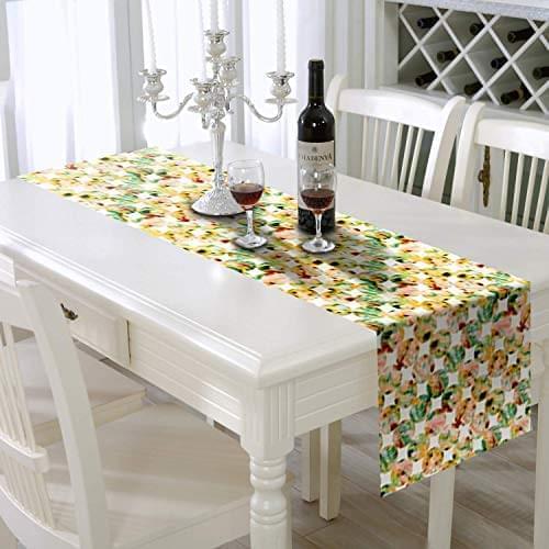 AAYU Printed Table Runner | Thick 250 GSM (16 Inch X 72 Inch) |Table Runner for Baby Birthdays, Home Decor & Wedding (Green and Blue)