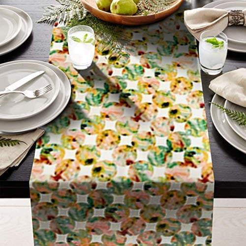 AAYU Printed Table Runner | Thick 250 GSM (16 Inch X 72 Inch) |Table Runner for Baby Birthdays, Home Decor & Wedding (Green and Blue)