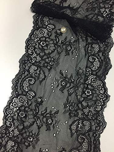 Black Floral lace 7.5 Inch X 5 Yards