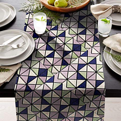 AAYU Geometric Table Runner 16 x 72 Inch Imitation Linen Runner for Everyday Birthday Baby Shower Party Banquet Decorations Table Settings