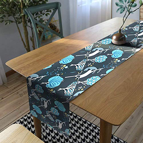 AAYU Navy Blue Imitation Linen Table Runner 14 x 108 Inch Everyday Birthday Baby Shower Party Banquet Decorations Table Settings