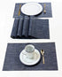 Jutemill Set of 12 Navy PVC Vinyl Woven Place mats, 12" x 18 inches Heat Insulation Stain Resistant Placemats for Dining Table Durable Cross Weave Woven Vinyl Kitchen Table Mats Placemat (Solid Navy)