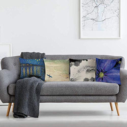 18 x 18 Inch Set of 4 - Linen Throw Pillow Covers for Couch Sofa and Bed | Decorative pillow Cover | Cushion Covers