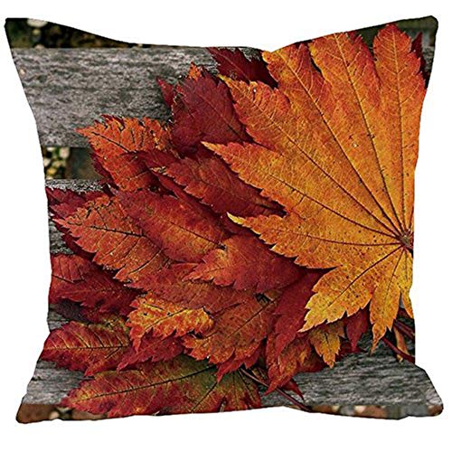 AAYU Leaf Print Decorative Throw Pillow Covers 20 Inch Square, Set of 2 Linen Cushion Case for Couch Sofa Bed Home Decor