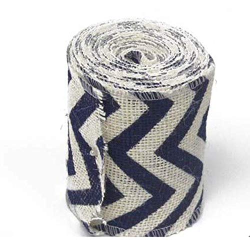 AAYU Natural Burlap Ribbon 4 Inch X 5 Yards Blue and White Wave Print Jute Ribbon for Crafts Gift Wrapping Wedding