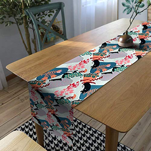 AAYU Imitation Linen Table Runner 14 x 108 Inch Everyday Birthday Baby Shower Party Banquet Decorations Table Settings