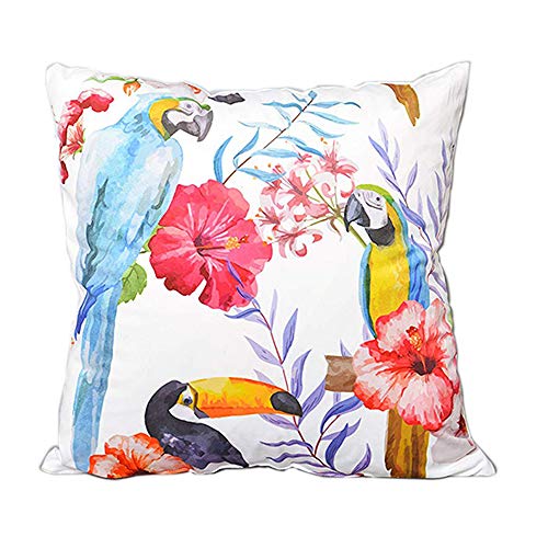 Leaf and Birds Printed Throw Pillow Covers | Velvet Decorative Cushion Cover for Couch Sofa and Bed