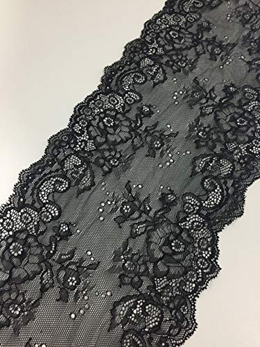 Black Floral lace 7.5 Inch X 5 Yards