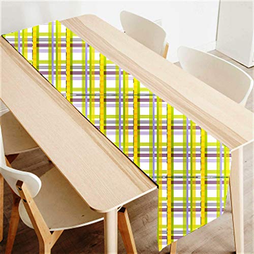 AAYU Tartan Imitation Linen Table Runner 14 x 108 Inch Runner for Everyday, Dinner Party, Outdoor Dining, Events, Decor