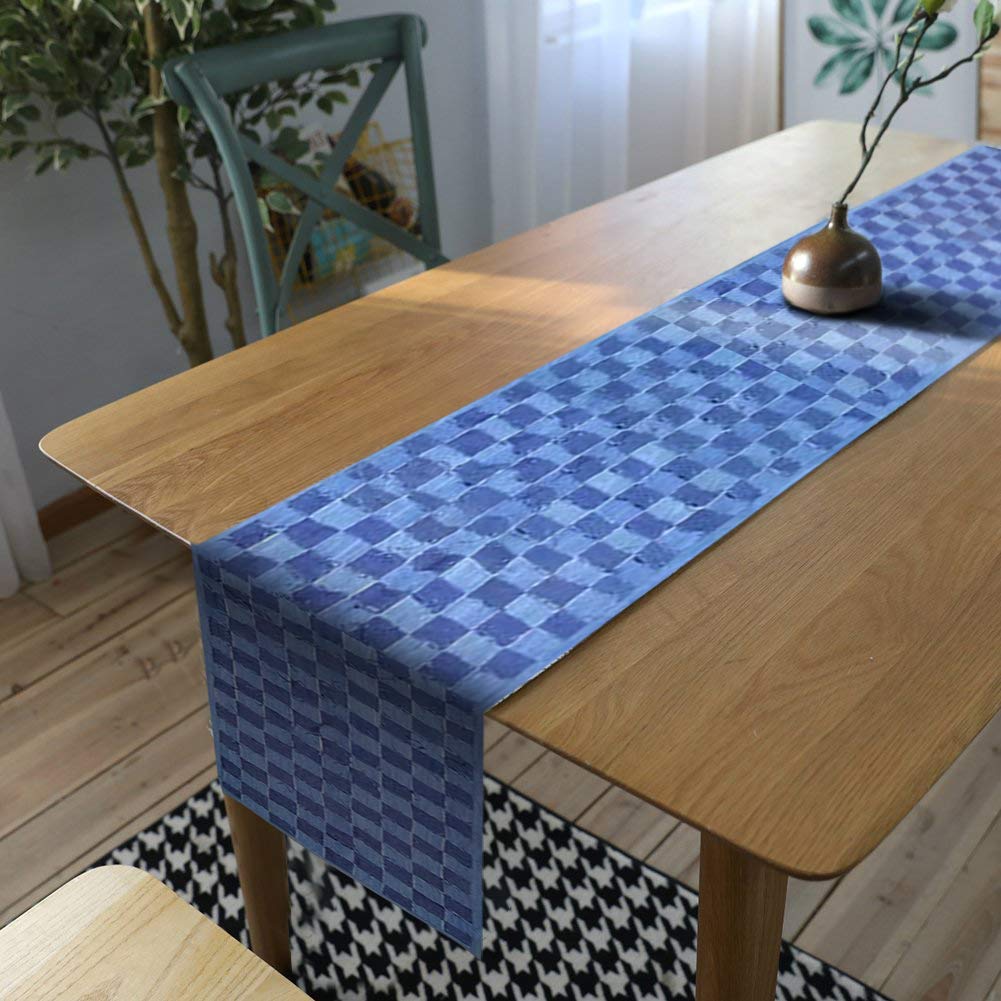 AAYU Denim Table/Bed Runner, Hand Fringed Tape Hand Weaved | 18 Inch X 108 Inch | Premium Quality Denim | Perfect for Wedding, Parties, and Everyday Décor