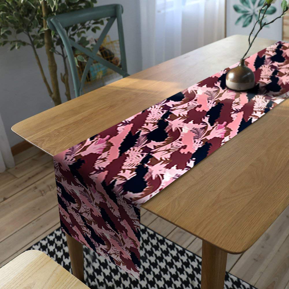 AAYU Pink Imitation Linen Table Runner 14 x 108 Inch Runner for Everyday, Dinner Party, Outdoor Dining, Events, Decor