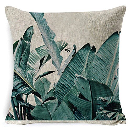 Leaf Printed Pillow Covers | Decorative pillow Covers Throw Pillow Covers | Linen Cushion Covers for Couch Sofa and bed