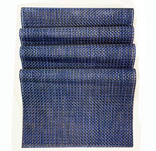 Jutemill Set of 12 Navy PVC Vinyl Woven Place mats, 12" x 18 inches Heat Insulation Stain Resistant Placemats for Dining Table Durable Cross Weave Woven Vinyl Kitchen Table Mats Placemat (Solid Navy)