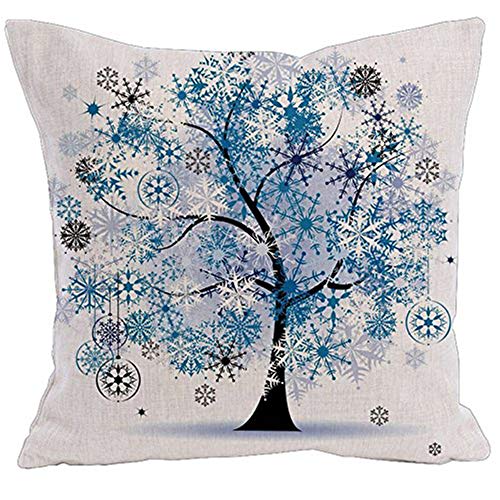AAYU Tree Decorative Throw Pillow Covers 20 x 20 Inch Set of 2 Green and Blue Linen Cushion Covers for Couch Sofa Bed Home Decor