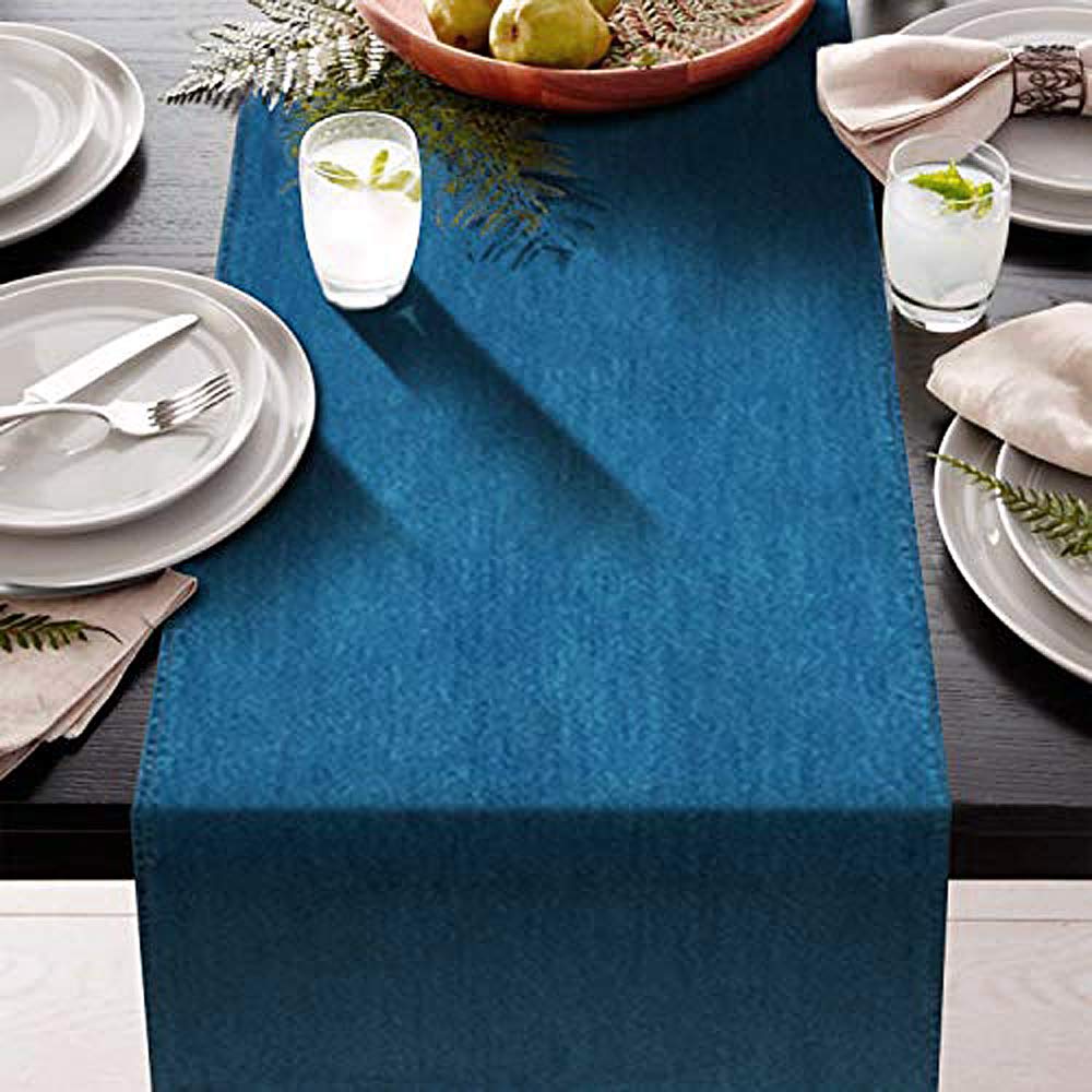 AAYU Denim Table Runner 16" X 72" | Stone Washed Premium Quality (16 Inch X 72 Inch)