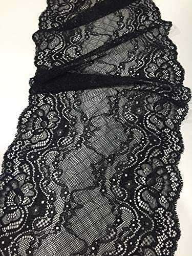 Black Floral lace 8.5 Inch X 5 Yards