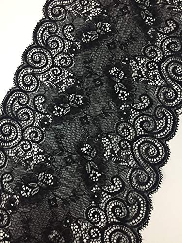 Black Floral lace 7 Inch X 5 Yards