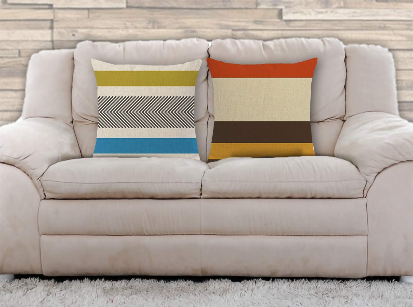 AAYU Striped Decorative Throw Pillow Covers 20 x 20 Inch Set of 2 Linen Cushion Covers for Couch Sofa Bed Home Decor